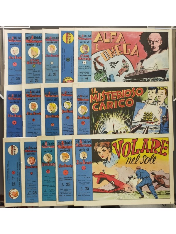 GLI ALBI DEL VITTORIOSO serie di Jim Brady - Albi originali (1948) - Sequenza in blocco 1/15 - A.V.E.