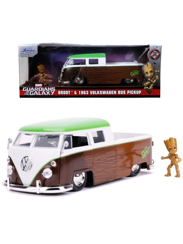 Groot & 1963 Volkswagen Bus Pickup - Guardians of The Galaxy - Metals Die Cast - Hollywood Rides