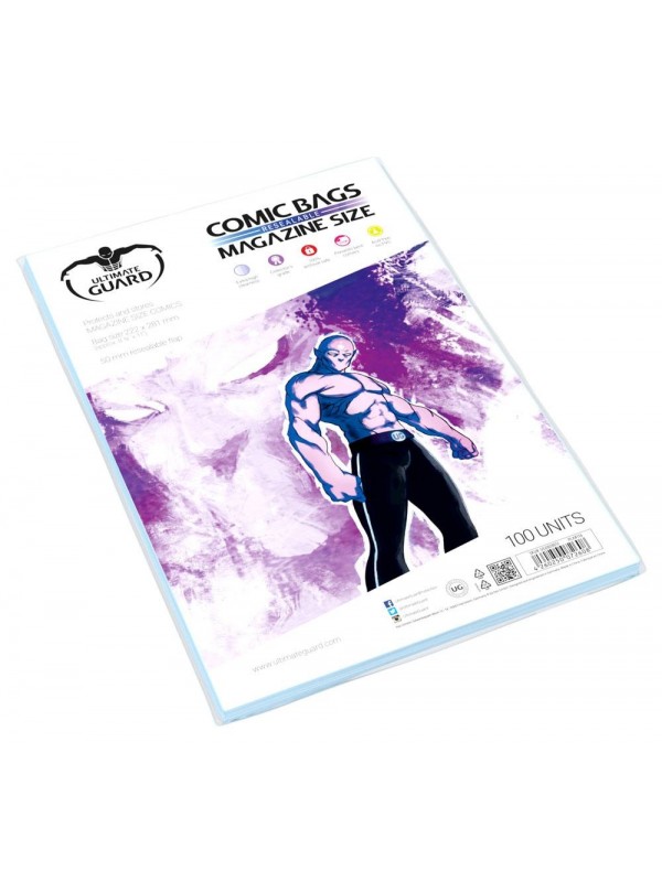 Buste Protettive Comic Bags Resealable Magazine Size - Ultimate Guard - Pacco da 100 Buste con fascetta adesiva 222x281 mm
