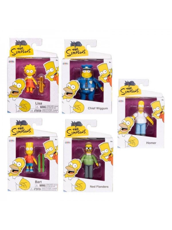 The Simpsons - Mini Figure Wave 1 (Set di 5 action figure: Homer, Bart, Ned Flanders, Lisa, Chief Wiggum) - Jakks
