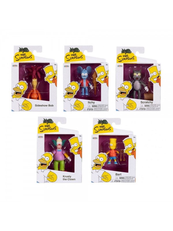 The Simpsons - Mini Figure Wave 2 (Set di 5 action figure: Krusty The Clown, Bart, Itchy, Scratchy, Sideshow Bob) - Jakks