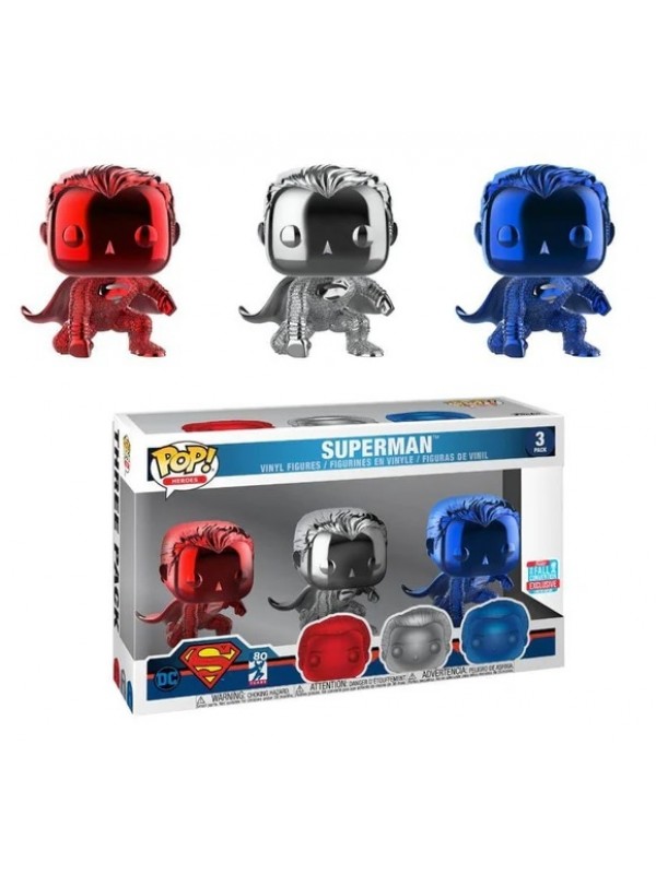Superman 80° Years - 3 Pack - Vinyl Figures - Funko - 2018 Fall Canvention Exclusive Limited Edition - Pop! Heroes