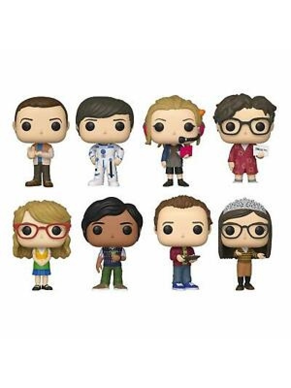 Sheldon Cooper 776 + Howard Wolowitz in Space Suit 777 + Leonard Hofstadter 778 + Amy Farrah Fowler 779 + Penny 780 + Raj Koothrappali 781 - Stuart Bloom 782 - Bernadette Rostenkowski 783 - Big Bang Theory Vinyl Figure POP! Television - Set di 8 pezzi