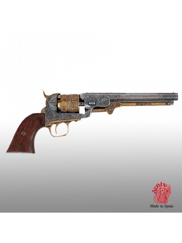 Riproduzione 1/1 Revolver Colt Navy Modello 1851 - Pistola inerte ornamentale - Impugnatura in legno