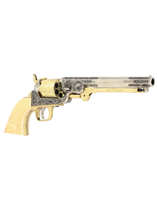 Riproduzione 1/1 Revolver Colt Navy Modello 1851 - Pistola inerte ornamentale - Impugnatura bianca
