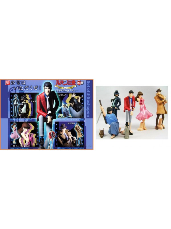 Lupin the Third - 40th Anniversary - Opening Ver. - Set di 5 Gashapon (Lupin III, Jigen, Goemon, Zenigata, Fujiko) - Bandai
