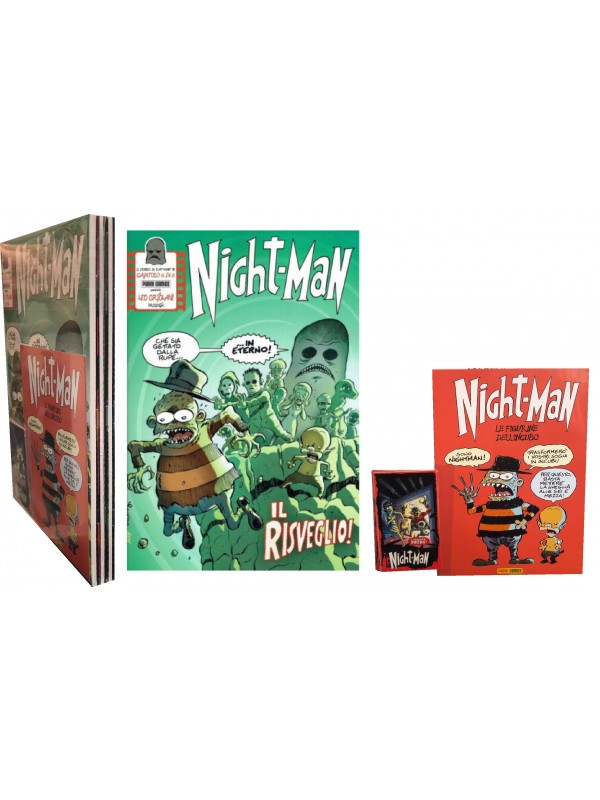 NIGHT-MAN - Serie Completa 1/6 + Mini Album di Figurine + 6 Figurine - Leo Ortolani - Rat Man Collection - Panini Comics 