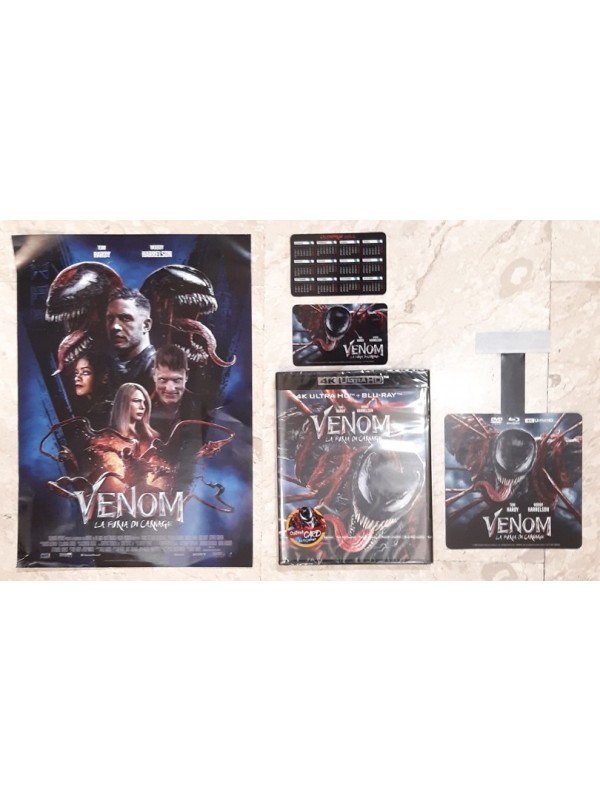 Venom - La Furia Di Carnage (Blu-Ray 4K Ultra HD+Blu-Ray) + Mini Locandina/Poster A4 + 2 Card Calendari Tascabili + Cartoncino promozionale